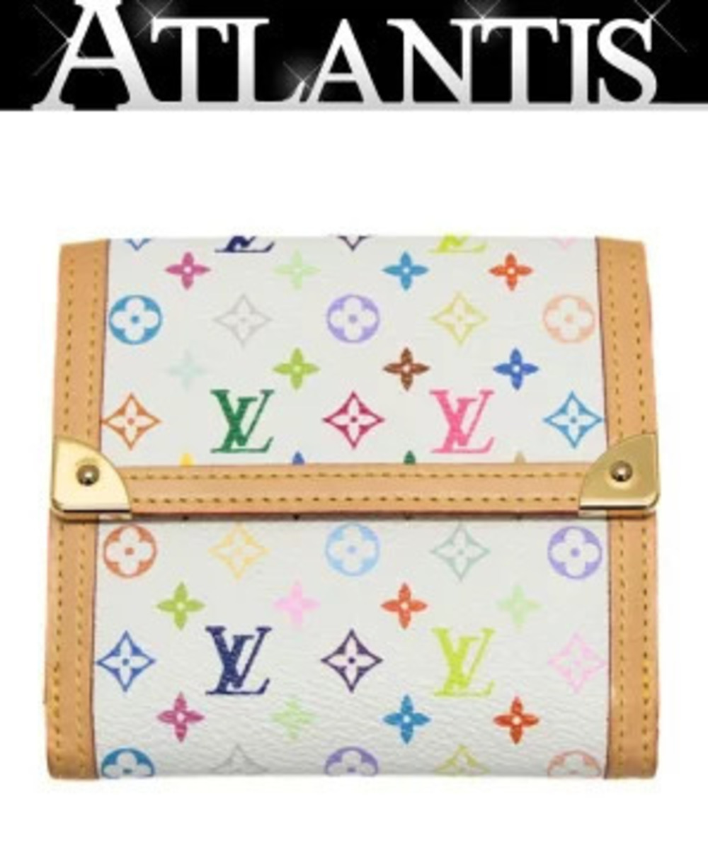 Louis Vuitton Portemonnaie Pied Carte Credit Tri fold Wallet Multicolor White